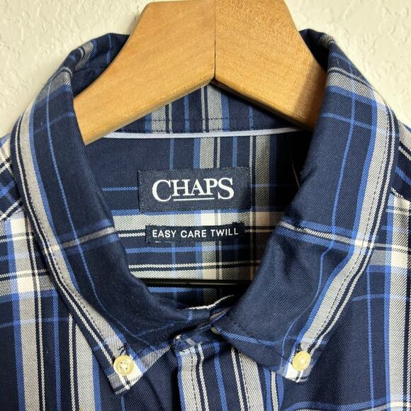 CHAPS BLUE MEN EASY CARE LONG SLEEVE DRESS BUTTON DOWN MEDIUM BRAND NEW WITH TAG - Picture 3 of 5